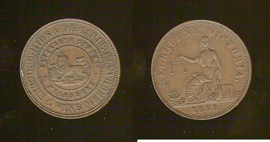 Australian token Hide & De Carle halfpenny 1858 VF+